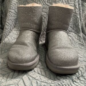 UGG Silver Glitter Short Shearling Boots
